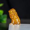 Enfeites de Leão Feitos de Resina e Cristais Naturais, Posição Sentada, Plantas Verdes de Leão, Decoração de Estátua para Desktop, Escritório, Casa