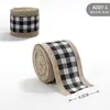 Cinta de Lino Imitación Cuadros Blanco y Negro Navideña Cinta de Atar para Envoltura de Regalos Decoraciones de Lazos para Guirnaldas Navideñas Venta al por Mayor