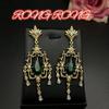 Pendientes Retro Franceses de Corte con Gema de Color en Forma de Gota Otoño e Invierno de Alto Sentido Pendientes Antiguos Medios Artículos de Alta Calidad No se Desvanecen