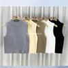 Camisola de punto interior elegante de verano 2024 para mujer, cuello medio alto, sin mangas, corta