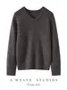 Suéter de cachemira con cuello en V para mujer, otoño e invierno, color liso, estilo holgado y relajado, 25% seda de morera, 75% cachemira, tejido de punto pullover