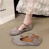Novos Sapatos Mary Jane Estilo Coreano Primavera e Outono com Bico Redondo e Tira em T para Mulheres, Sapatos Simples Rasos de Salto Baixo para Mulheres