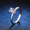 Anillo de moissanita de plata esterlina S925, color D, 1 quilate, corte esmeralda, corte Raydian, diamante Mosan