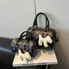 2025 Nova Moda Casual Casual Estampada Desenho Animado Grande Capacidade Bolsa de Ombro Transversal Bolsa de Mão Bolsa Boston Mulheres