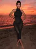 Cobertura de praia europeia vestido sexy vazado proteção solar saia de praia sexy produtos de fábrica em estoque