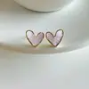 Pendientes Pequeños de Corazón de Cristal Rosa con Cierre de Plata 925 para Mujer, Pendientes Exquisitos de Nicho con un Toque de Lujo Ligero y de Alta Gama