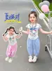 Conjunto de Verano para Niñas 2026 Nuevo Elegante Dulce Delgado Manga Corta Dibujos Animados Conjunto de Dos Piezas para Bebés Niñas