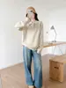 Suéter de punto estilo polo coreano para mujer, holgado y grueso, adecuado para otoño e invierno, con cuello camisero, se puede usar como capa base