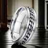 Anillo de Acero Inoxidable Hip-Hop para Hombre Nicho Ins Giratorio Descompresión No se Desvanece Joyería de Acero de Titanio Joyería de Mano Venta al por Mayor