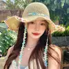 Sombrero de Paja de Estilo Étnico con Ala Ancha para Vacaciones en la Playa de Verano para Mujer, Sombrero de Pescador Protector Solar