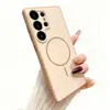Funda magnética para teléfono con sensación de piel, adecuada para Samsung S26Ultra, anticaídas S25Plus, borde antideslizante con bloqueo de color S24, funda protectora