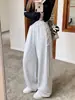 Pantalones deportivos grises de cordón directo de fábrica para mujer, nuevo estilo primavera y otoño 2026, pantalones casuales holgados que estilizan