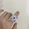 Anillo Cuadrado de Resina con Incrustaciones de Diamantes Gradiente Princesa de Piedras Preciosas Anillo Colorido Infantil Personalizable