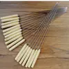 Brochetas para Barbacoa con Mango de Madera, Brochetas Planas, Accesorios para Brochetas de Barbacoa de Acero Inoxidable al por Mayor, Brochetas Estilo Coreano en Stock