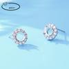 Brincos Redondos Clássicos de Luxo Diana Banhados a Prata 925 com Diamantes Completos Brincos DIY Porta-vazios Produto Semiacabado com Jade e Diamantes