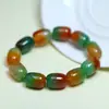 Pulseira Colorida de Ágata Pavão Brasileira com Contas Redondas, Contas de Bambu e Contas Cilíndricas, Pulseira de Jadeíta para Homens e Mulheres, Item Popular de Live Stream