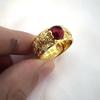 Plata tailandesa pequeño valiente sapo dorado diamante mortero anillo sutra del corazón hombres y mujeres suerte granada retro mantra de seis sílabas personalidad tendencia