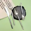 Amazon Transfronterizo Acero Inoxidable 410 Creativo 024 Cuchillo para Bistec Liso, Tenedor, Cuchara, Postre Vajilla Occidental Set de 18/24 Piezas