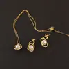 Qingdao Joias Moda Elegante Tendência Estilo Socialite Brincos Colar Geométricos Pérola Banhados a Ouro High-End em Estoque