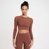 Roupa de Yoga Sexy de Malha Transfronteiriça Gola Redonda Manga Longa para Corrida Secagem Rápida Sutiã Esportivo Top Fitness de Uma Taça