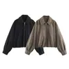 ZA comércio exterior transfronteiriço europeu e americano vestuário feminino, popular no AliExpress, jaqueta casaco aviador da moda com textura de camurça