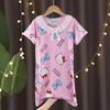 Camisón infantil, pijama de verano para niñas, de manga corta, con falda fina de encaje, ropa de casa para niñas de dibujos animados de talla mediana y grande.