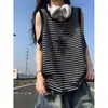 Chaleco de Rayas Estilo Americano Rojo para Hombres y Mujeres, Camiseta Pesada sin Mangas de Verano de Alta Gama para Uso al Aire Libre, Ropa Deportiva para Fitness y Deportes