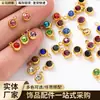 Pingente de Pedra de Nascimento com Diamantes Incrustados em Aço Inoxidável e Ouro 18K Anel Soldado Plano Acessórios de Joias para Colar Pulseira DIY com Zircônia