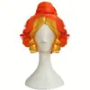 Comercio electrónico transfronterizo Halloween resaltes naranjas peluca de pelo sintético de alta temperatura peluca rizada corta colorida para cosplay