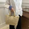 Bolso de Mano Casual Elegante para el Trabajo Invierno 2025 Nueva Moda Bolso de Algodón Acolchado Bolso Tote de Gran Capacidad