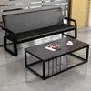 Sofá para Escritório, Sofá Moderno Simples de Ferro para Três Lugares, Sofá para Recepção de Escritório, Conjunto de Mesa de Centro e Mesas