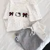 Pijama Desenho Animado Estilo Coreano Ins para Mulheres, Novo Estilo de Verão, Conjunto Fofo de Roupa para Casa de Dormitório Estudantil Que Pode Ser Usado Fora