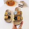 Pantuflas Decoradas con Flores para Mujer 2026 con Suelas de Corcho, Antideslizantes, Sandalias Versátiles para Exteriores que se Pueden Combinar con Vestidos, Calzado para Mujer