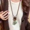 Estilo Étnico Boêmio Retrô Folha Longa Geométrica Oca Corrente de Clavícula Inspirada em Zen Versátil Personalizada Corrente para Suéter