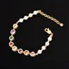 Pulsera de Color Dopamina con Circonita y Perla para Mujer, Pulsera Simple, de Nicho, Exquisita, Blanqueadora, de Gama Alta, Versátil