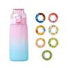 Una taza de 7 anillos transfronteriza nueva 500 ml taza divertida botella de agua deportiva taza aromática portátil taza con pajilla de silicona