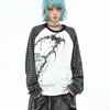 Camiseta de Manga Larga Estampada Patchwork Vintage para Hombres y Mujeres, Nueva Camisa Básica de Manga Rayada Estilo Americano para Primavera y Otoño, Top Holgado para Pareja
