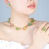 [Nuevo] Serie de Otoño Jardín Mágico Flor de Cristal Flor Colorida Pendientes Collar Moda Traje Joker