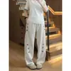 Calça casual solta estilo retrô americano para homens e mulheres, calça reta solta de marca da moda, estilo outono e inverno, estilo estudante, calça longa estilosa de perna larga