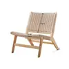 Silla de ocio tejida con cuerda de madera maciza estilo mediados de siglo, con diseño de respaldo reclinable, con marco de madera natural, adecuada para salas de estar, balcones y como silla de lectura para una persona