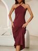 Vestido Sexy Europeo y Americano Transfronterizo para Mujer Primavera y Verano Nuevo Vestido de Noche de Amazon Satén Tirantes Falda Larga