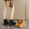 Botas Martin de caña alta con forro polar de invierno para mujer, botas cortas combinables de estilo coreano, zapatos de algodón grueso y cálido, botas de nieve para mujer MDX01-1