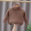 Suéter para Niños 2025 Nuevo con forro polar Engrosado Ropa para Niños Invierno Cuello Alto Color Sólido Top de Punto para Niños Estilo Occidental Base