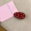 Grampo de Cabelo de Bolinhas com Laço Estilo Ins Doce e Cool para Mulheres, Franja Lateral, Presilha Bico de Pato, Acessório de Cabelo, Grampo Vermelho Ancora