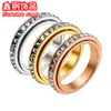 Fabricante Direto Suprimento em Estoque Venda Quente Transfronteiriça Anel Rotativo Quadrado de Diamante 4mm para Mulheres Joias Completas de Diamante em Aço Inoxidável