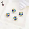 Contas Espaçadoras de Cobre Esmaltado Banhado a Ouro, Contas Redondas Tradicionais em Cloisonné com Gotejamento de Óleo para Pulseiras DIY, Acessórios de Contas Vintage