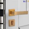 Fechadura de Porta Interna Magnética Silenciosa Liga de Zinco Sólida Dividida Estilo Minimalista Nórdico Quadrada Cinza Escovado Porta de Quarto