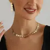 Collar Transfronterizo Europeo y Americano de Joyería, Forma de Corazón Geométrico Redondo de Metal Cepillado, Estilo Ins Retro, Accesorio para Viajes Diarios