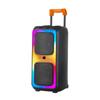 Novo modelo privado Comércio exterior Alto-falante Bluetooth Duplo de 8 polegadas Efeito especial de luz de chama Haste retrátil Subwoofer Karaoke Estéreo Grande