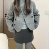 Falda de Lana Negra para Mujer Otoño e Invierno 2025 Nueva Cintura Alta Efecto Adelgazante Ajustada a la Cadera Falda Petite de Corte A
